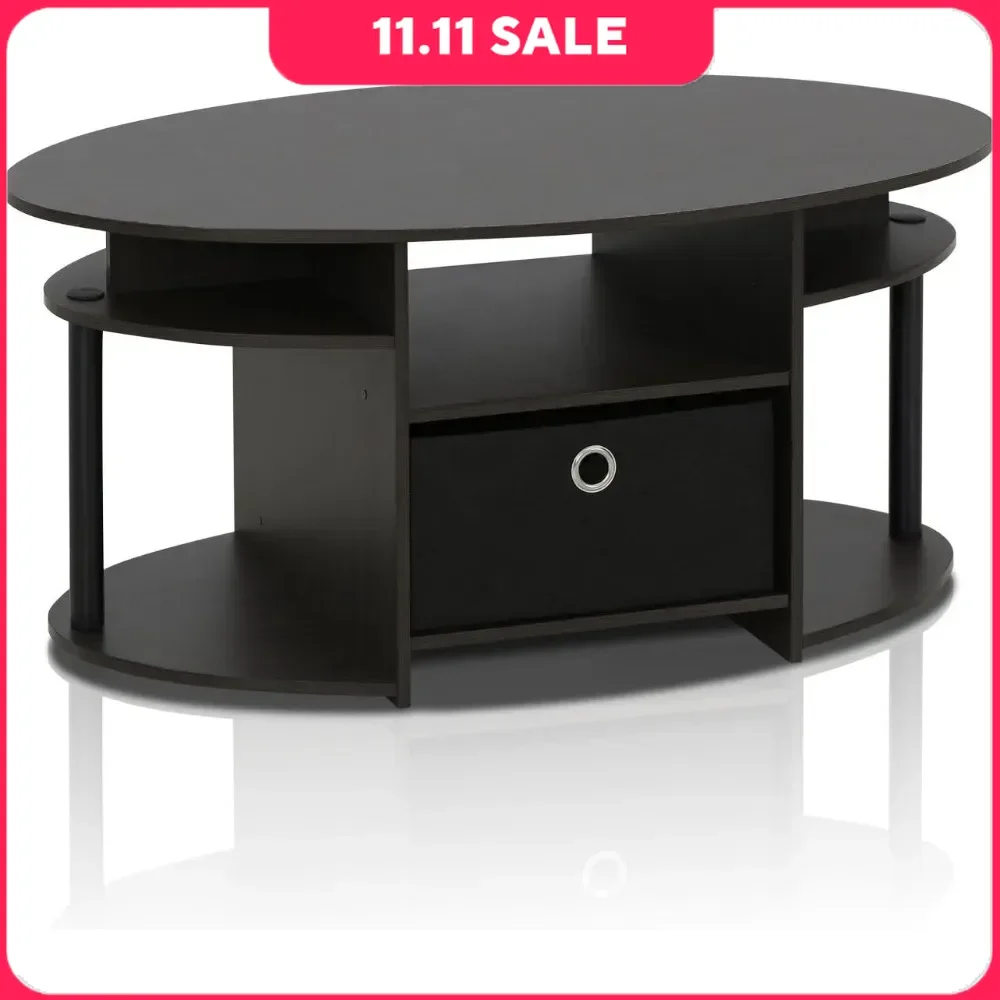 

Minimally Designed Oval Coffee Table, Suitable for Living Room Coffee Table, Small Coffee Table with Storage Function