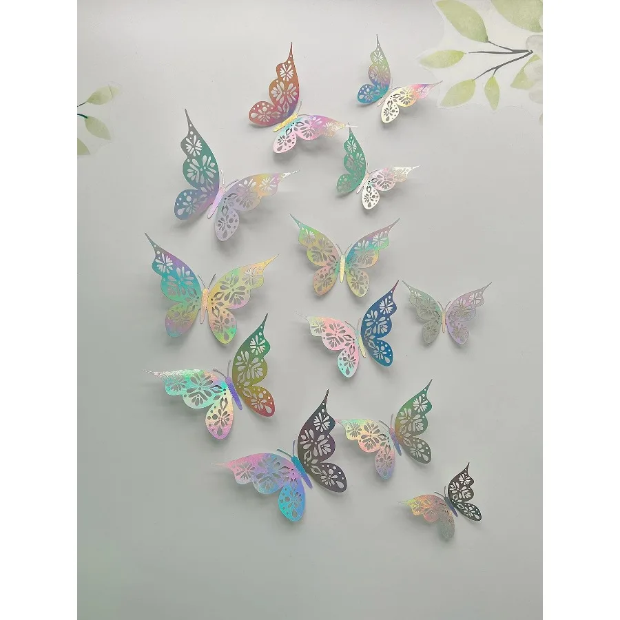 

12 Pieces 3D Hollow Butterfly Wall Sticker Bedroom Living Room Home Decoration Paper Butterfly