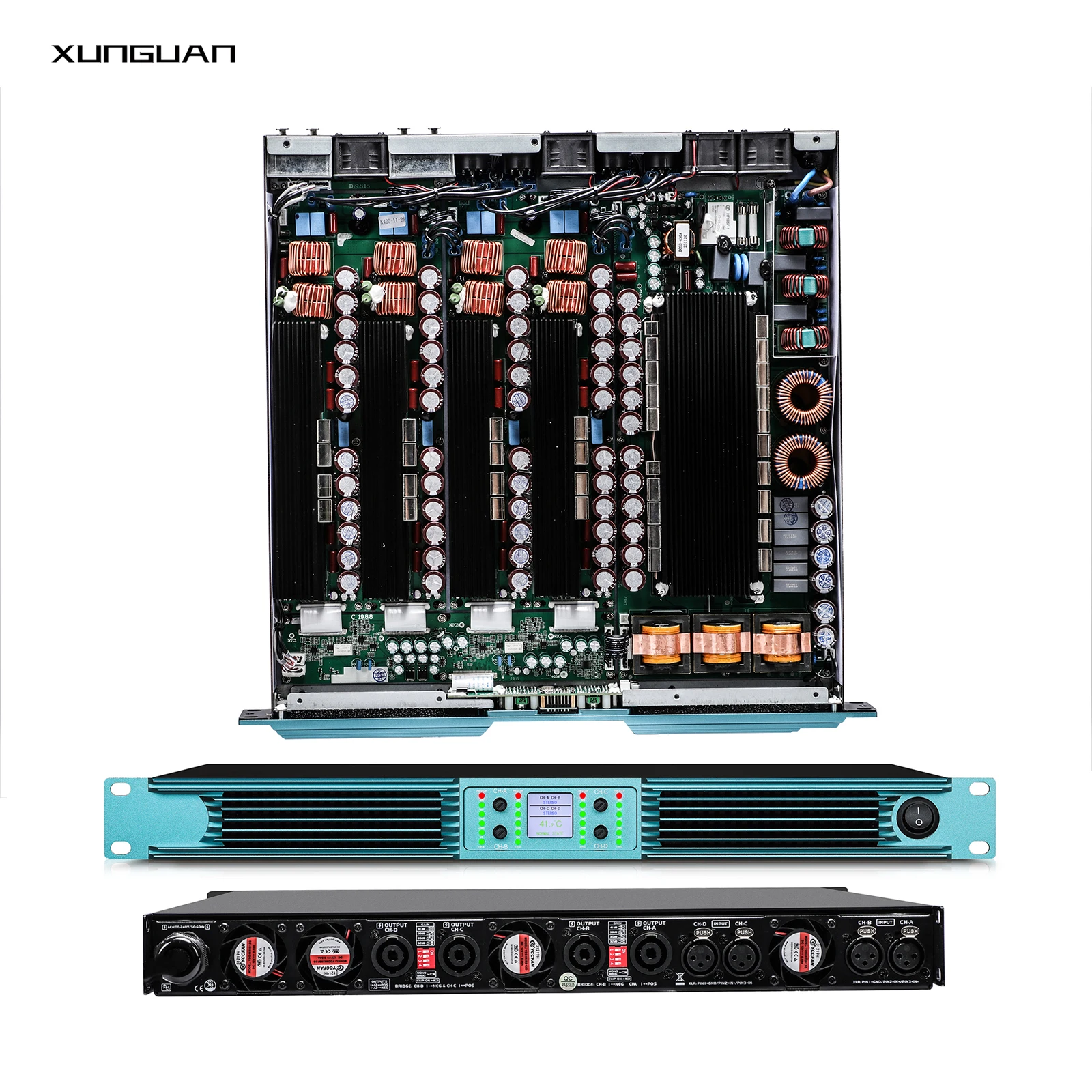 DG4 Series 2ohms Using Stable 4-Channel 1U Professional High Power Amplifier Class-D 4CH*1800W/2200W/3000W/3500W