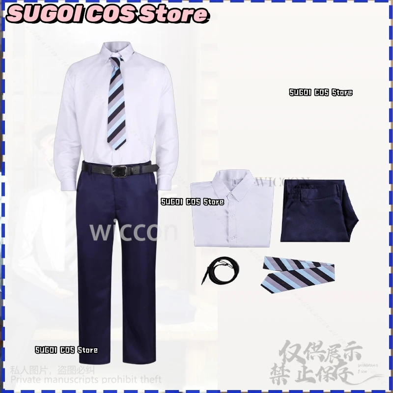Anime Film Fureru Cosplay Ryo Sobue Costume Camicia Bianca Cravatta Pantaloni Neri Kawaii Gioco di Ruolo Parrucche Uniforme Set Completo Cos Gioco di Ruolo