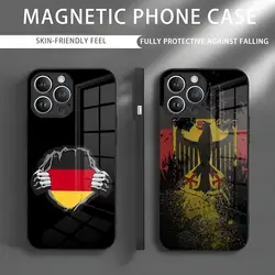 German Flag Phone Case Iphone 16 Pro Max Case 15 14 13 12 11 X XR XS XSMAX 8 Plus Mini Pro Max Glass Magnetic Phone Case