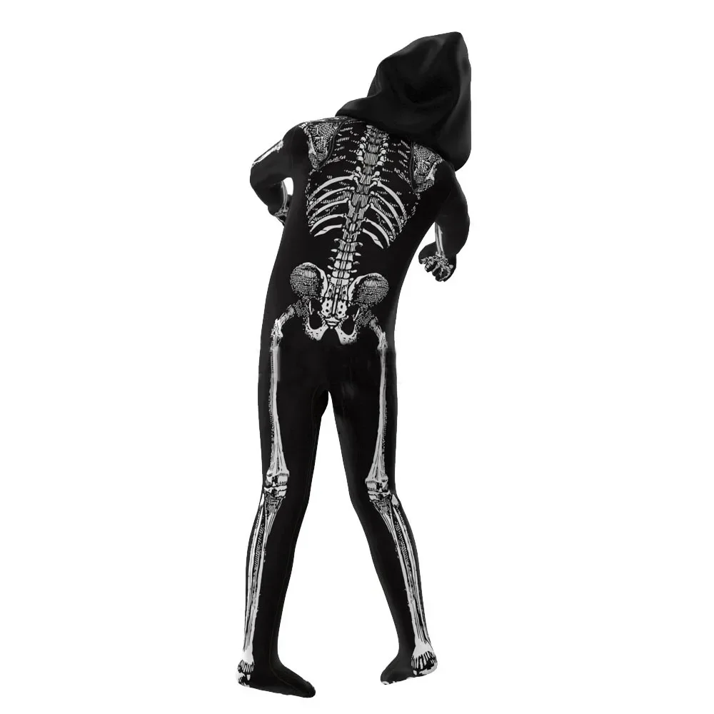 Halloween Kids Boy Girls Horror Skeleton Bodysuit Cosplay Party Dress Up Costume