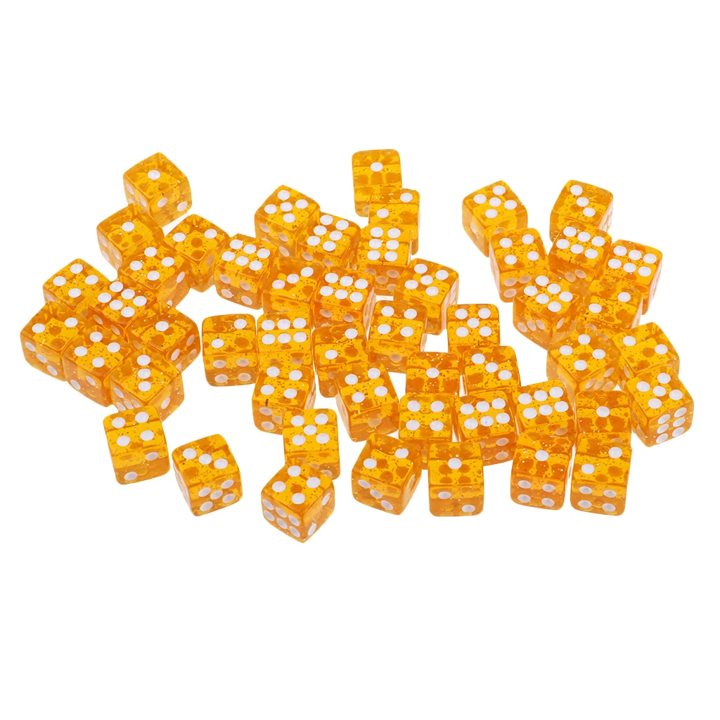 50 Stuks Acryl Zes Zijdige Dobbelstenen 12Mm D6 Dobbelstenen Voor D & Rpg Party Game Speelgoed