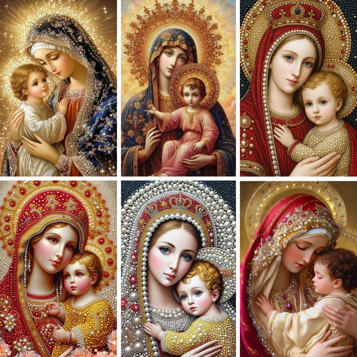 

Diamond Painting Full Square/Round Madonna and Child Catholic Motherhood Cuddle Diy Mosaic Embroidery Fruit of The Spirit Art