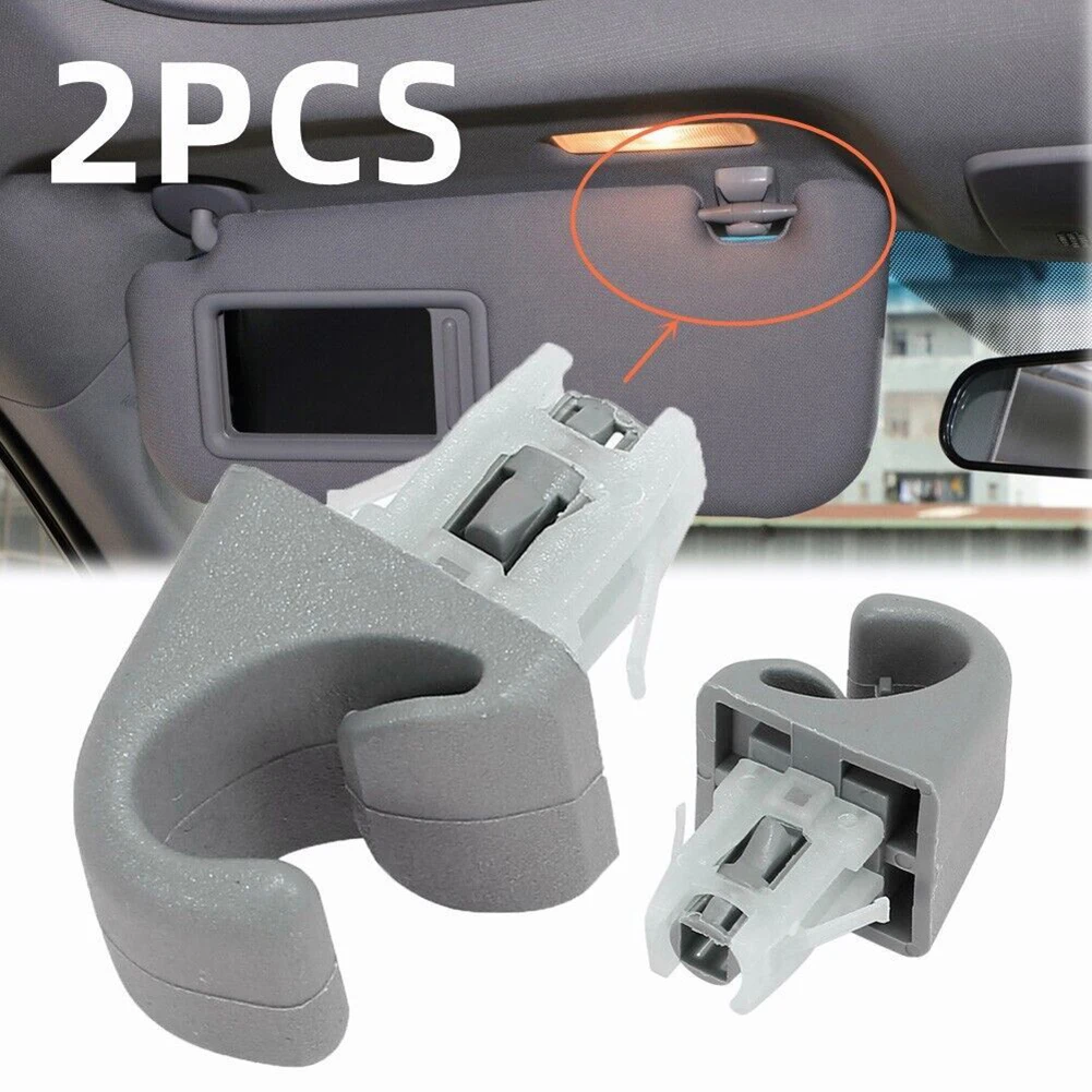 2pcs Car Sun Visor Hook Clips For Toyota For Camry For Corolla For Highlander For Prius For RAV4 For Solara Gray Sun Visor Clip