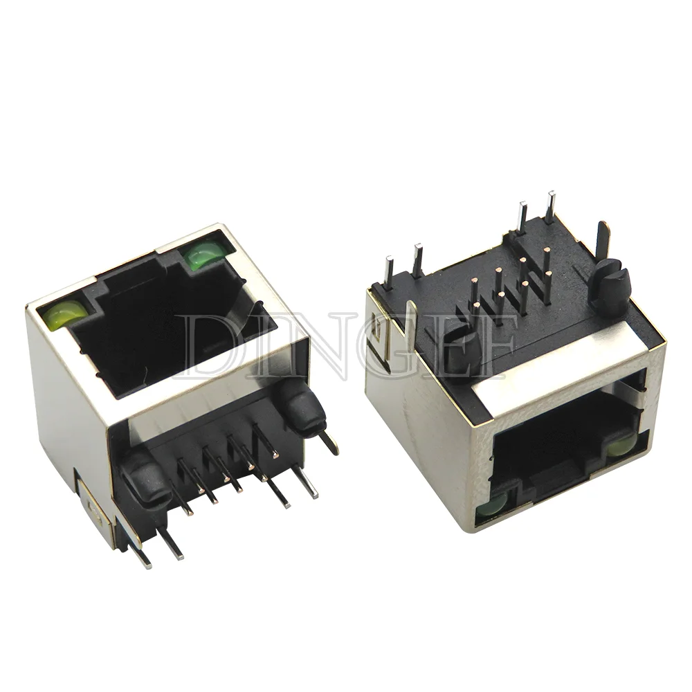 1PCS RJ45 56 Network Crystal Head Female Socket 8P8C Network Cable Interface Female Connector With Light Shrapnel