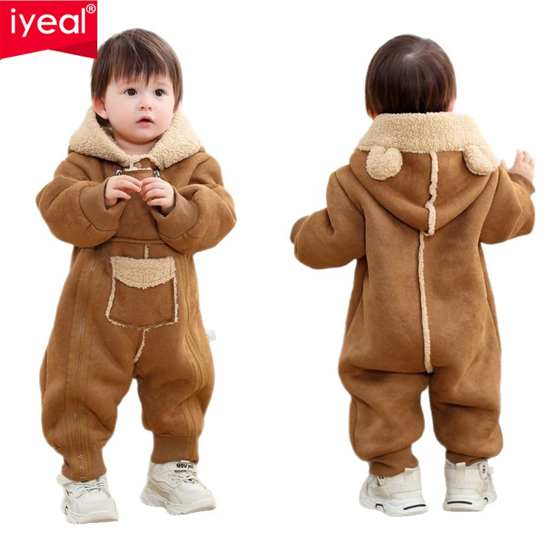 

IYEAL New Baby Jumpsuit Autumn Winter Warm Fleece Jumpsuit Preschool Clothes 0-2 Year Old Baby Boys And Girls Outdoor Clothing