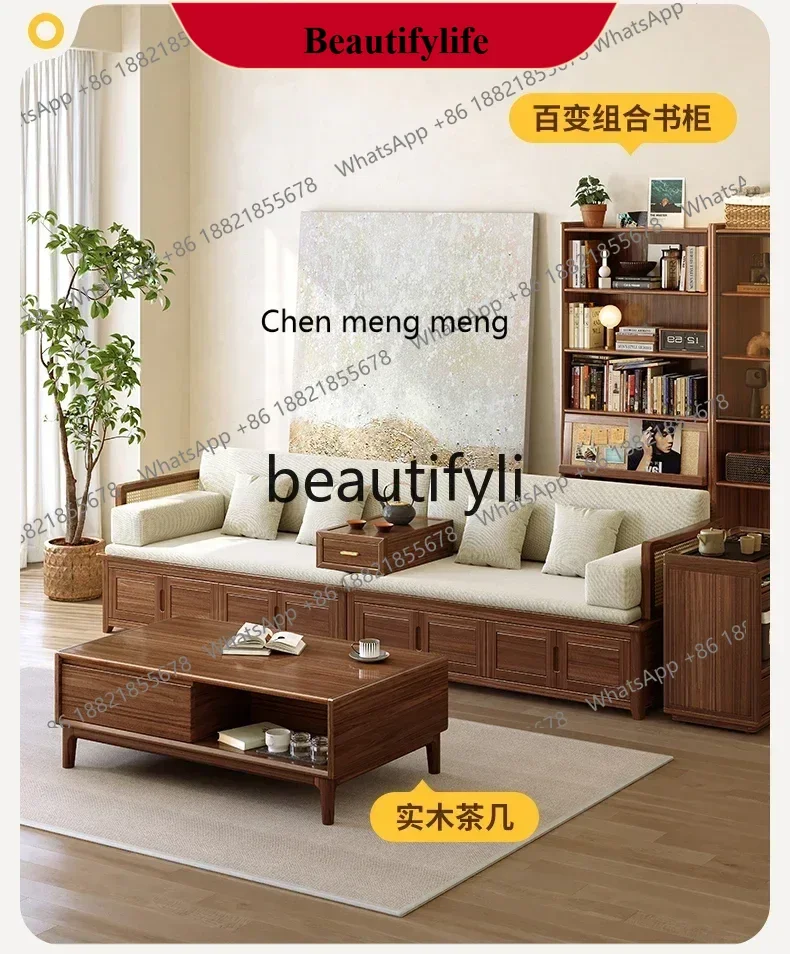 

D178 New Chinese-style all-solid wood Arhat bed, black walnut sofa, bed bed, storage box, modern and simple