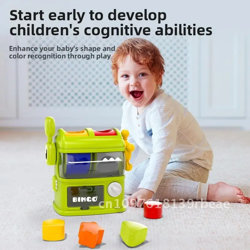 Máquina de jogo de correspondência em formato de dinossauro infantil, brinquedo educacional para coordenação mão-olho e reconhecimento de cores do bebê de 0 a 3 anos