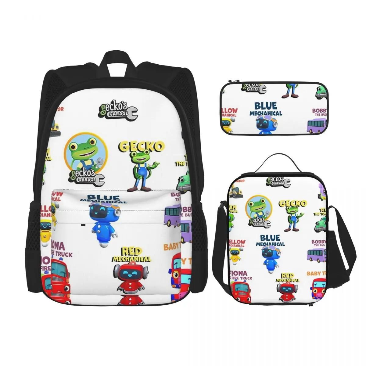 

Garage Geckos Pack Gecko For Garage Geckos Backpacks Children School Bags Kids Rucksack Lunch Bag Pen Bag Three-Piece Set