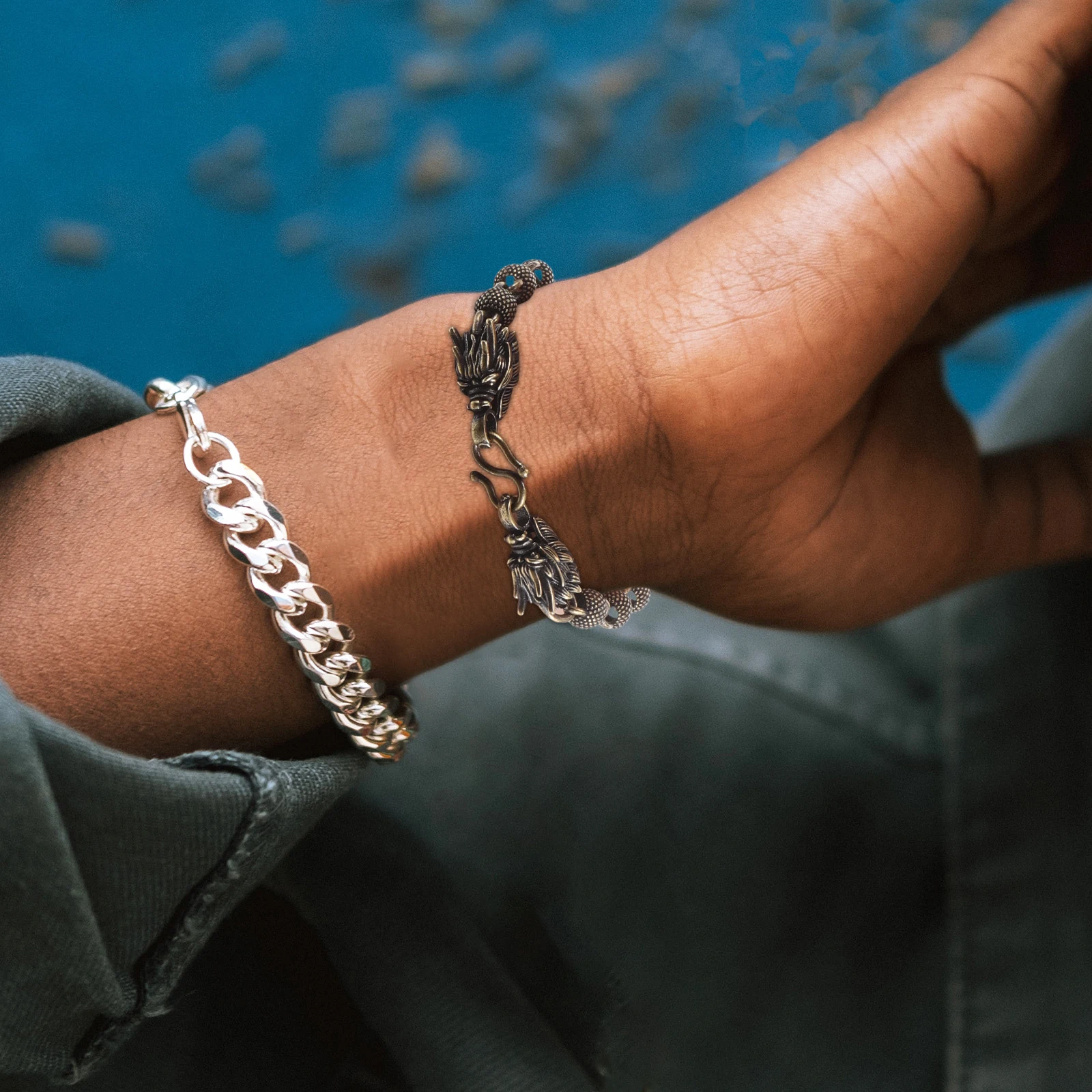 

Bracelet Vintage Dragon Head Mens Copper Bracelets Unisex Comfortable Copper Beads Daily Wear Engraved Bracelet Women