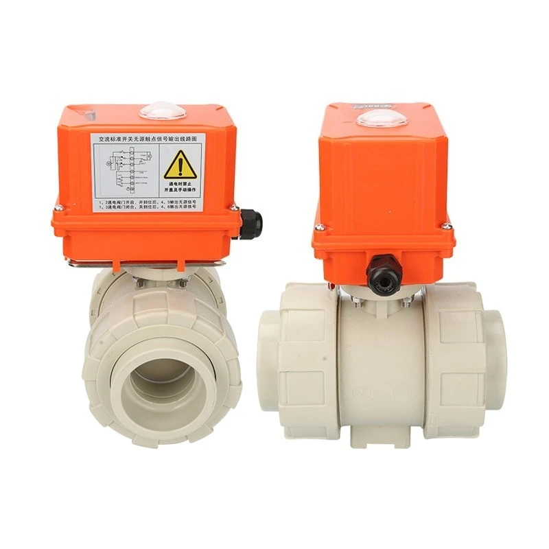 

Electric ball valve PPH double by the order PPR ball valve chemical PP electric valve AC220V DC24V