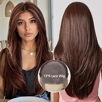 DWY 13x6 HD Lace Chocolate Brown Lace Front Wig for Women 22 Inch Long Brown Straight Wig Natural Layered Hair Free Part Wigs