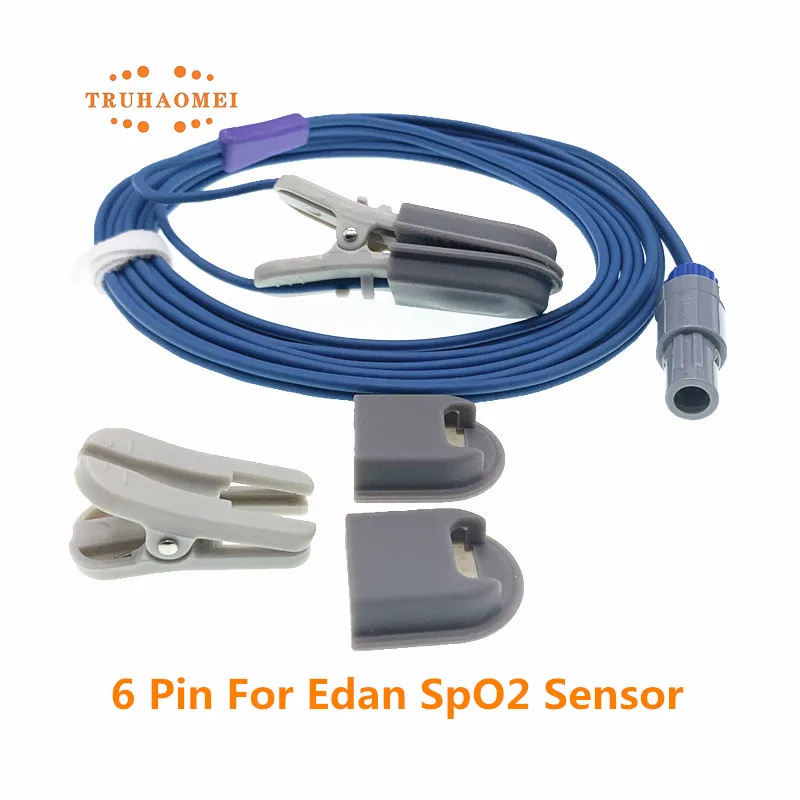 For Edan Creative Contec CMS9000 SpO2 Sensor 6 Pin Reusable SAO2 Probe Neonate Adult M3A M9 M8A iM9 iM80