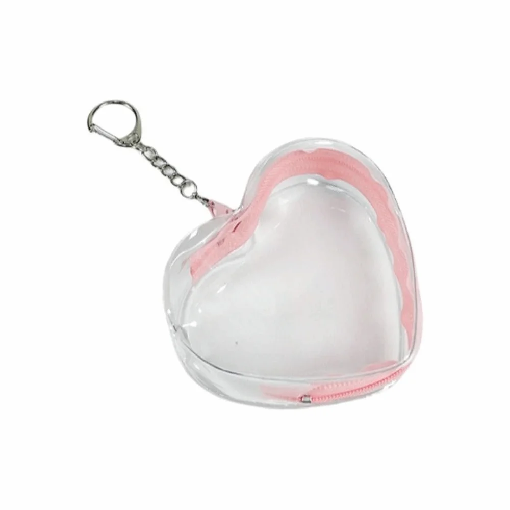 

Cute Colorful Heart Figure Carrier Bag Keychain Zipper Closure Lightweight Display Pouch Kawaii PVC Carrier Bag Collection