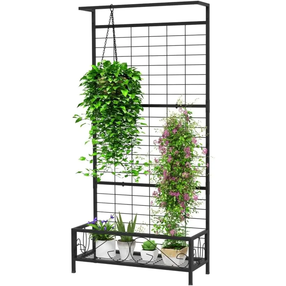 

Подставка для растений для использования в помещении и на улице, 91,9 см (ширина) x 32,5 см (глубина) x 188,9 см (высота), идеально подходит для декора патио и сада