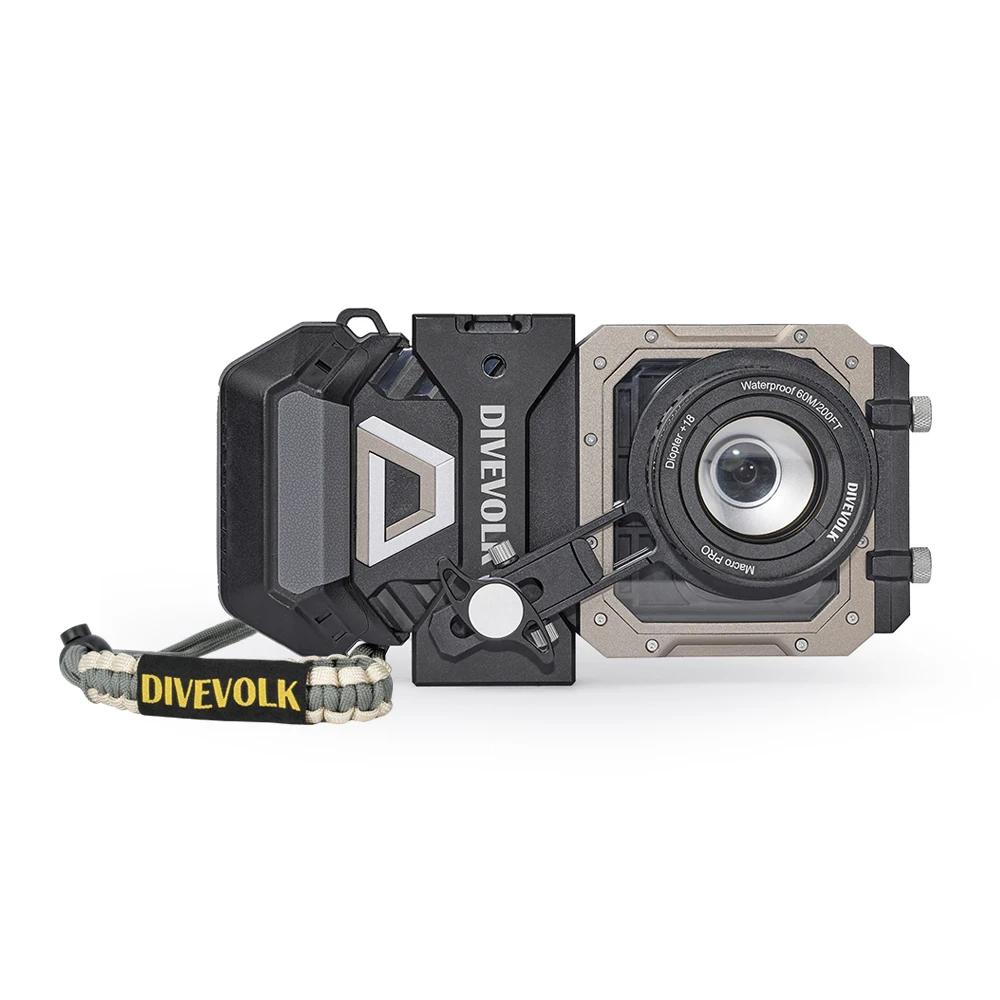 Kit macro DIVEVOLK SeaTouch 6 Pro pour iPhone et smartphones Android, boîtier de plongée.