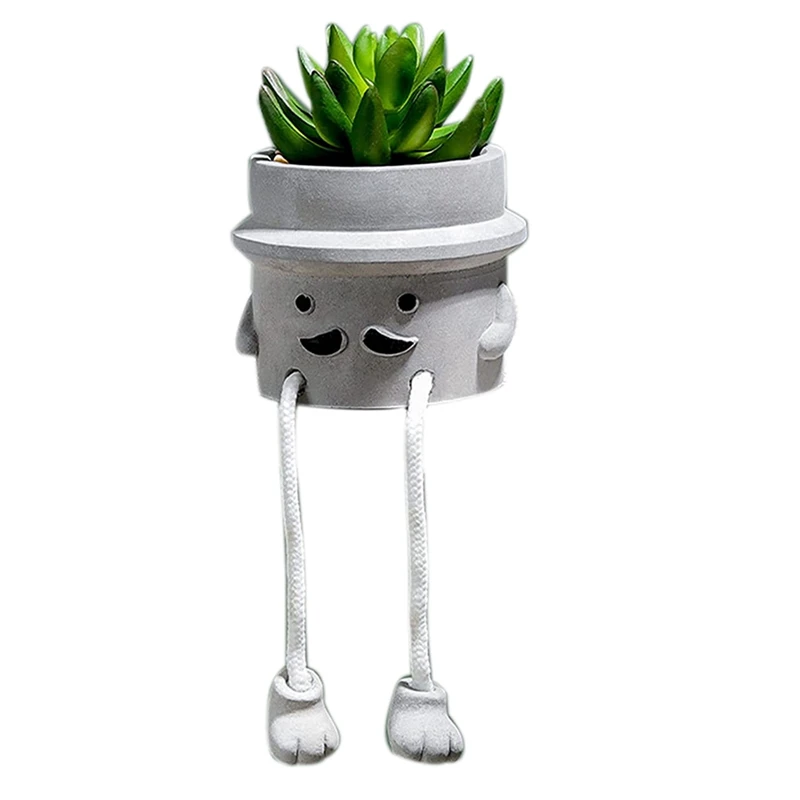 Artificial Potted Plant Fake Succulent Plant Cute Hanging Leg Ceramic Potted Succulents Decor For Desk Shelf