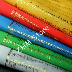 Tibetan White canopy Fomu heart mantra prayer flag silk five colors Print 6.5 Meters 20 pcs/string Religious Flags Scriptures