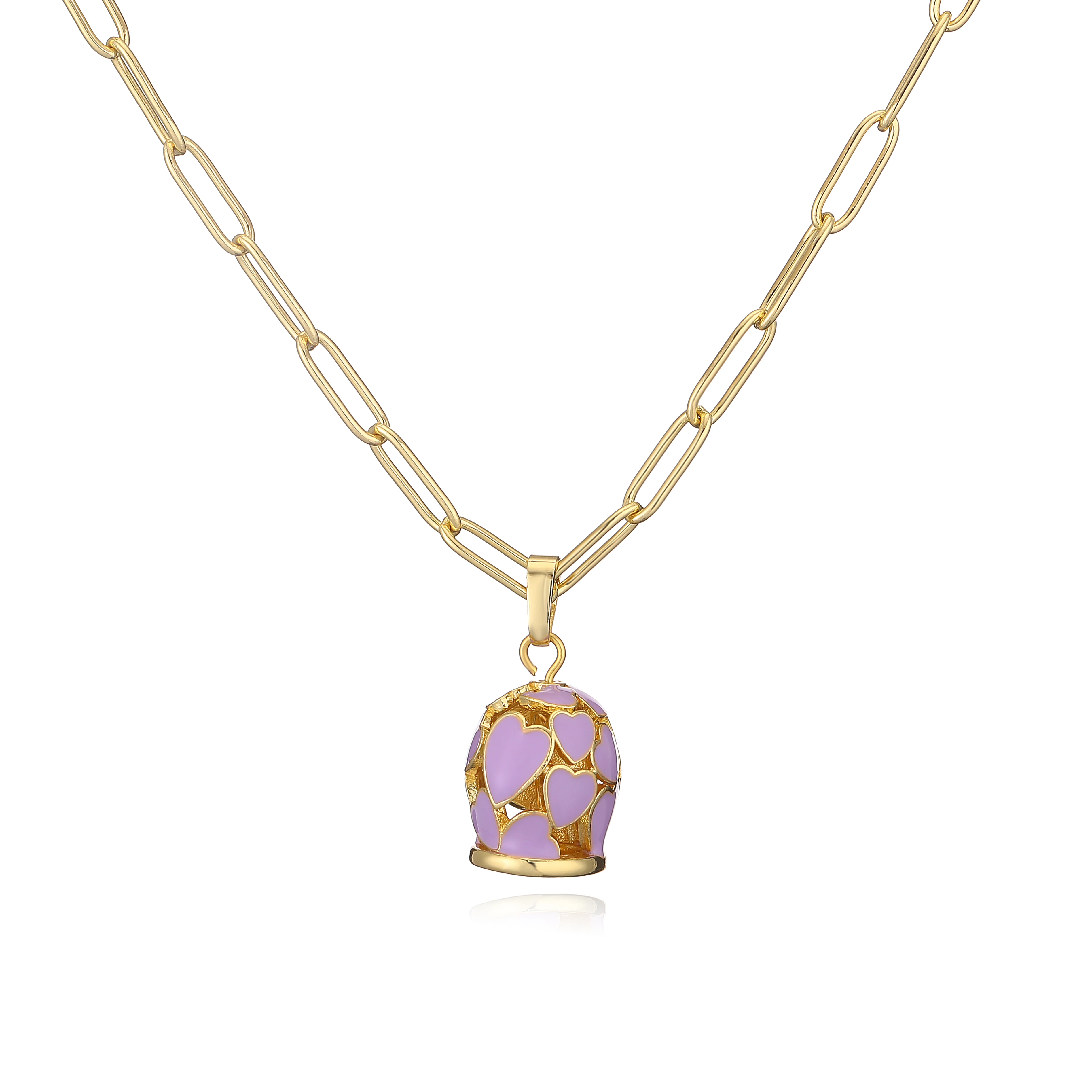 HECHENG ، المينا نازف النفط موضة بسيطة على شكل قلب جرس قلادة البوهيمي عطلة نمط المرأة مجوهرات قلادة 1 قطعة