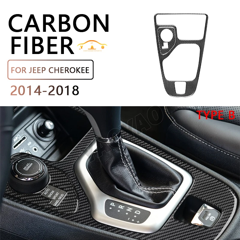 

Carbon Fiber Automatic Gear Panel Trim Sticker For Jeep Cherokee 2014-2018 Decoration Accessories