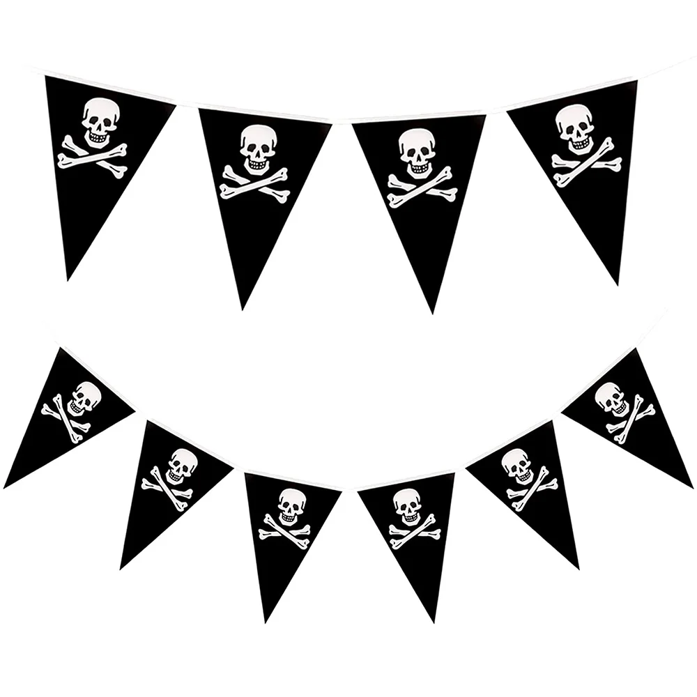 

5m Pirate Flag for Pirate Birthday Party Decoration Skull Garland Pennant Triangle Flag Skeleton Halloween Theme Party Supplies