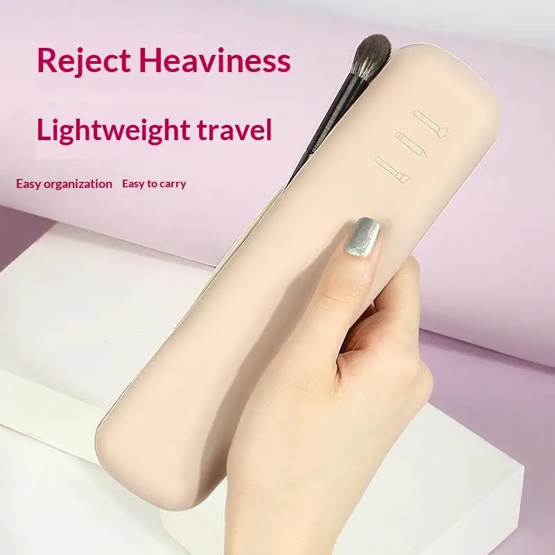 Eco-friendly TPR Makeup Brush Storage Bag Non-slip Durable Cosmetic Brush Holder for Home Travel Salon