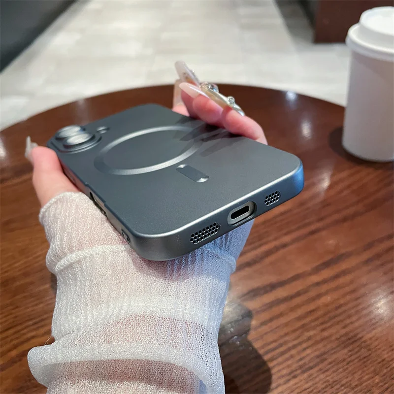 For Magsafe Magnetic Matte Phone Cases For iPhone 16 15 13 12 14 11 Pro Max Plus Wireless Charge Lens Protector Shockproof Cover - náhled 6