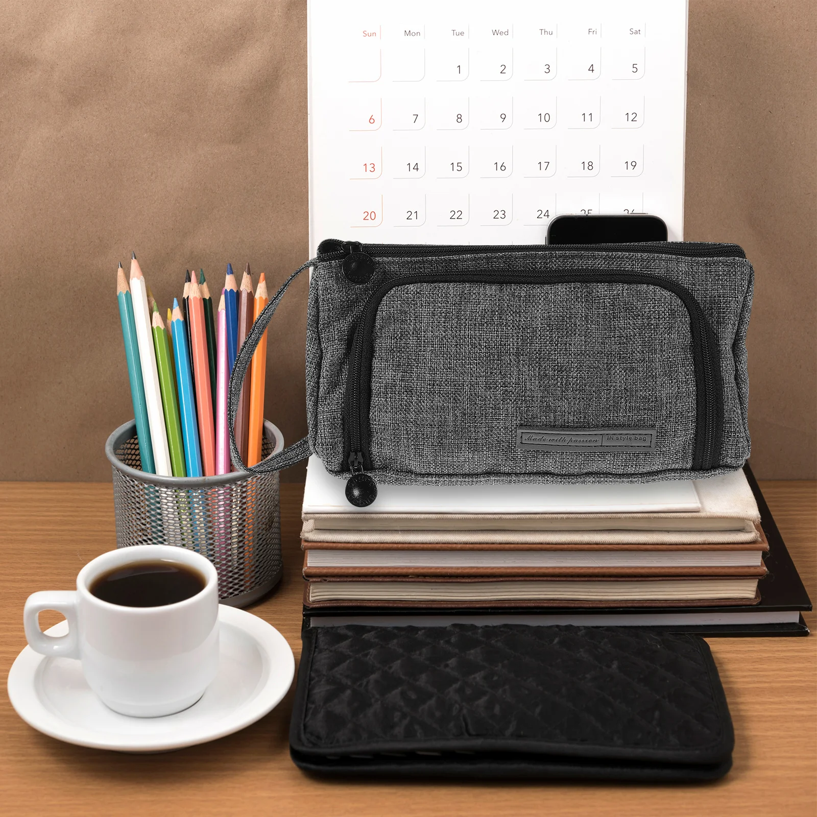 

Large Capacity Pencil Case Durable Storage Bag Handheld Portable School Canvas for Practical