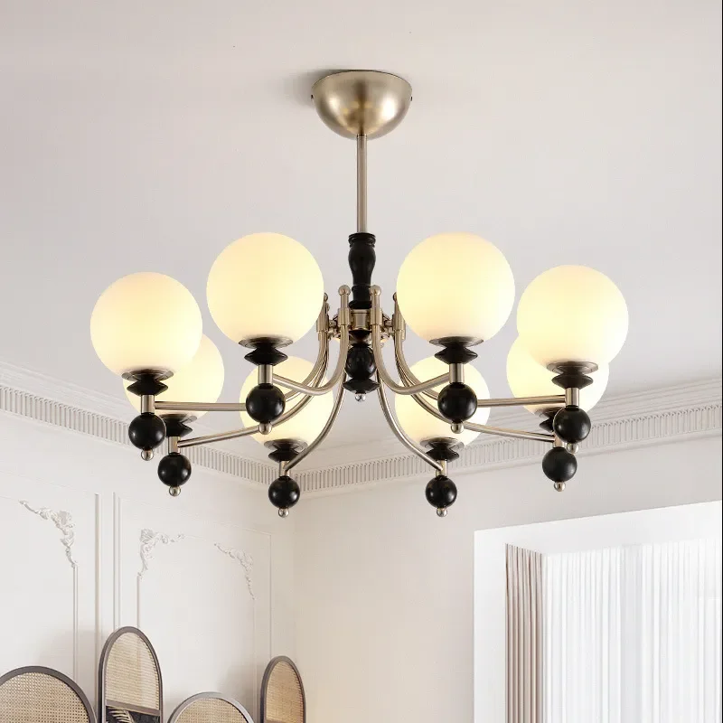 for American Retro Magic Bean Living Room Chandelier New Full Spectrum Eye Protection Hall Main Light Designer Medieval Ash