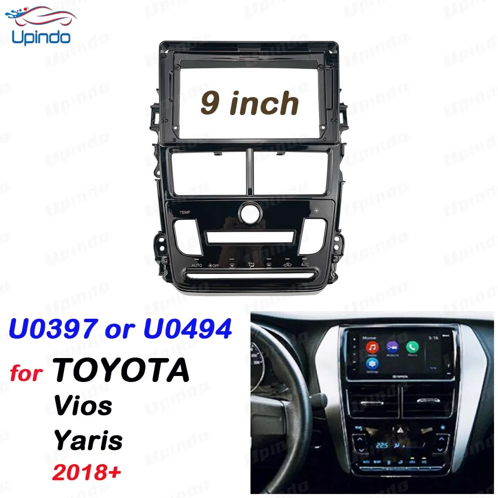 

Car Accessory 2 Din 9 Inch Radio Fascia DVD GPS MP5 Panel Frame for Toyota Vios Yaris Auto A/C 2018+ Dashboard Mount Kit