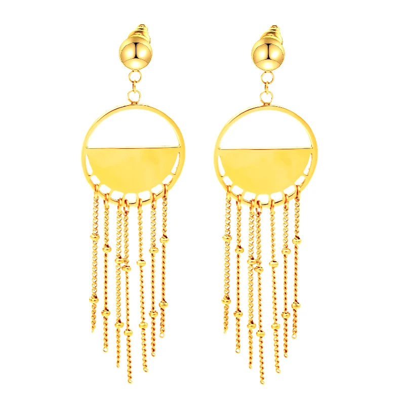 

Simple Hollow Out Round Gold Color Drop Earrings Stainless Steel Chain Tassel Earring Pendientes Mujer Fashion Jewelry Party.