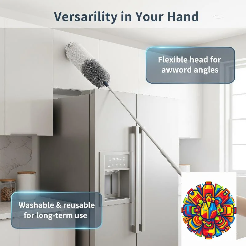 Extendable Microfiber Duster 280CM Long Pole Washable Flexible Head for Home Ceiling Window Frame Cleaning