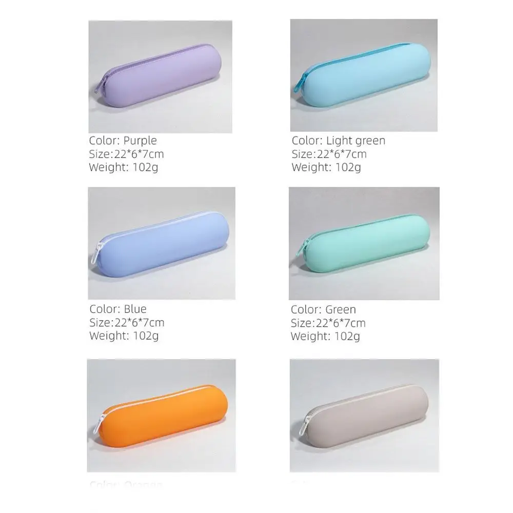 Large capacity Straight Hair Comb Storage Bag Zipper Lightweight Silicone Pen Bag Waterproof Soft Stationery Organizer