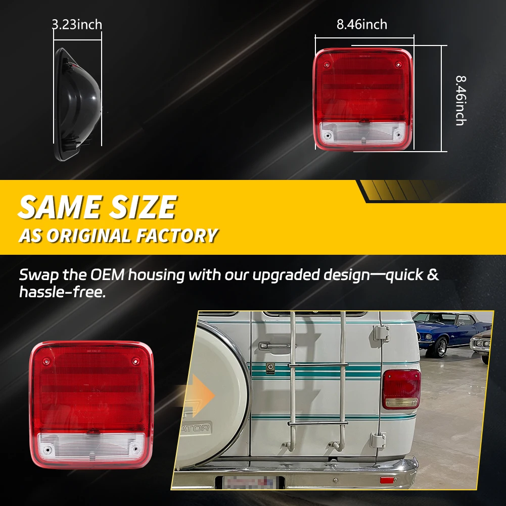 2Pcs  Rear Tail Lights Housings For 85 86 87 88 89 90 91 92 93 94 95 Chevy G20 G30 & GMC G1500 G2500 G3500 No Bulb/Socket