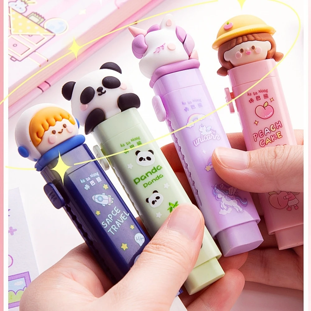 1pc Kawaii Push-pull Design Cartoon dolls Portable Rubber Eraser Cute Erasers for School Office Supplies Japanese Stationery