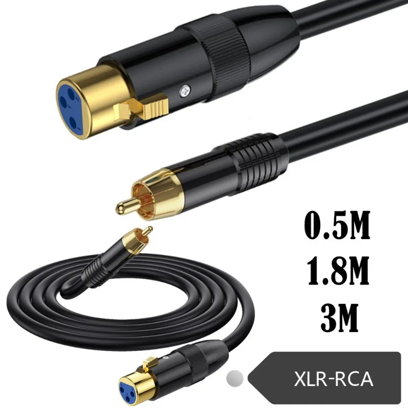 

Pure Copper Metal Shell Gold Plated Head XLR Female To RCA Male Connection Hybrid Console Microphone Recorder Audio Cable