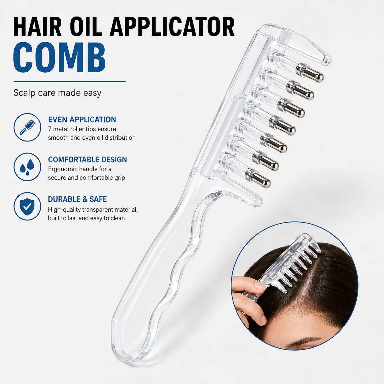 Scalp Applicator Liquid Comb Roller Ball Massager Essential Oil Infusion Hair Styling Tool for Home Hair Growth Treatment