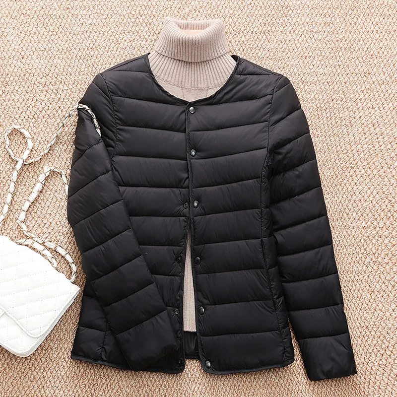 

Winter Jackets for Women 2024 New Fashion Warm Solid Short Cotton-Padded Parkas Coat Female Ultra Light Collarless Liner Clothes