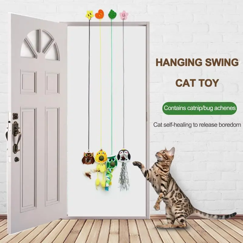 Interactive Cat Toy Hanging Door Simulation Animals Cat Scratch Toy Funny Toys For Indoor Cats Kittens Playing