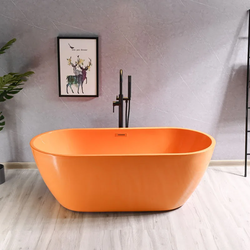 Acrylic orange black gray color freestanding adult bathtub