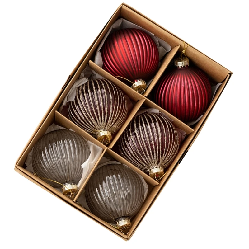 6pcs Glass Christmas Balls Ornament Bauble Festive Party Decor 6cm Diameter Drop shipping