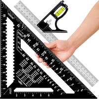 12-inch Premium Rafter Square and Combination Triangle Square Set, Woodworking Framing Square, Ruler and Protractor Tool Set