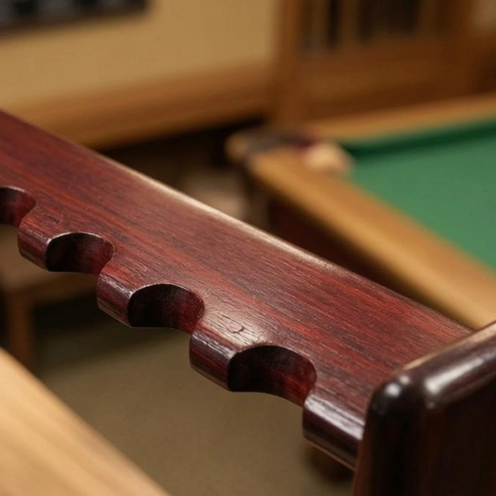 Floor-Standing Cue Rack Lower Shelf Wood Cue Rack Pool Stick Holder Rounded Corners Game Room Storage Trapezoid Profile