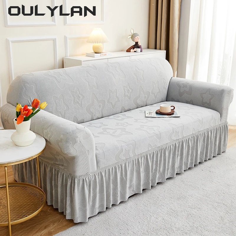 Skirt Jacquard Sofa Cover 1/2/3/4 Seater Slipcover High Stretch Couch Cover Thick Corner Sofa Protector Corner Couch Covers