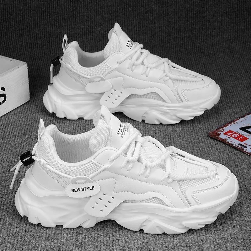Men's Thick Sole Sport Shoes Simple Fashionable Casual Sneaker High Quality Rubber Plastic Male Athletic Shoes Chunky Sneakers
