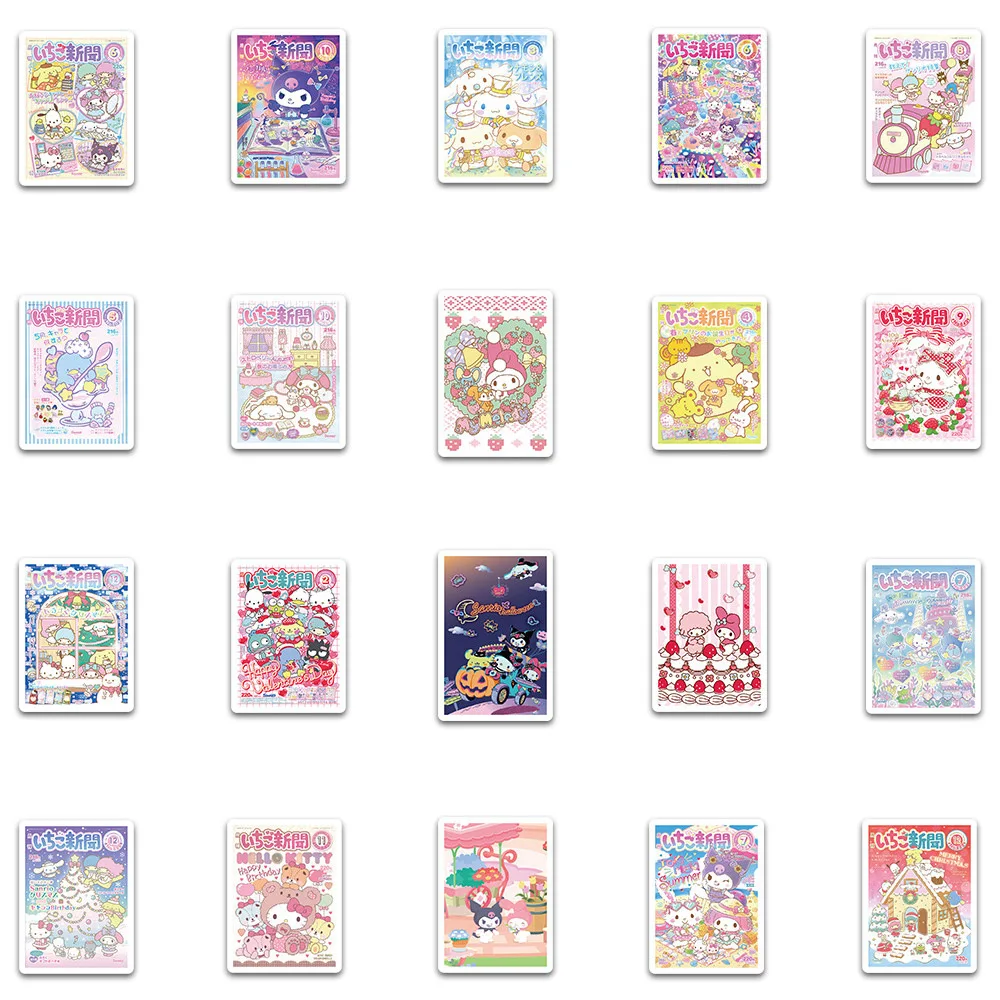 子供のためのピンクのサンリオのポスターステッカー,hello kitty,kuromi,craoroll,かわいい漫画のステッカー,女の子のためのおもちゃ,diyラップトップ,電話,車,10個,30個,65個