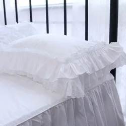 1 Piece Pure White Pillow Case Ruffles Lace Pillows Cover Handmade All-match Bedding Pillowcases Home Decor Textile Pillow Sham