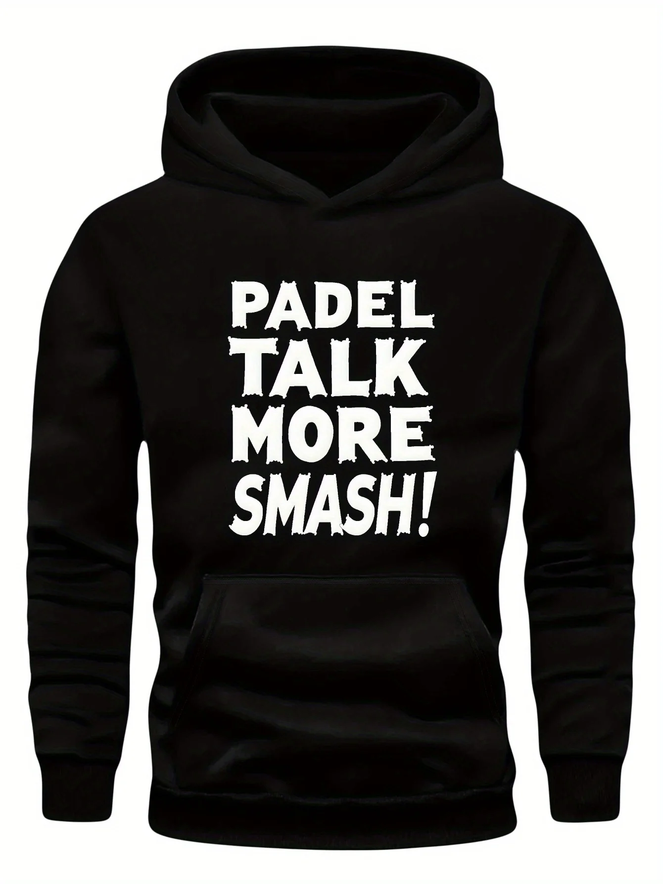 Sudadera con capucha roja "Padel Talk More Smash" de talla grande para hombre, corte relajado, con diseño de estampado, manga larga, adecuada para uso casual
