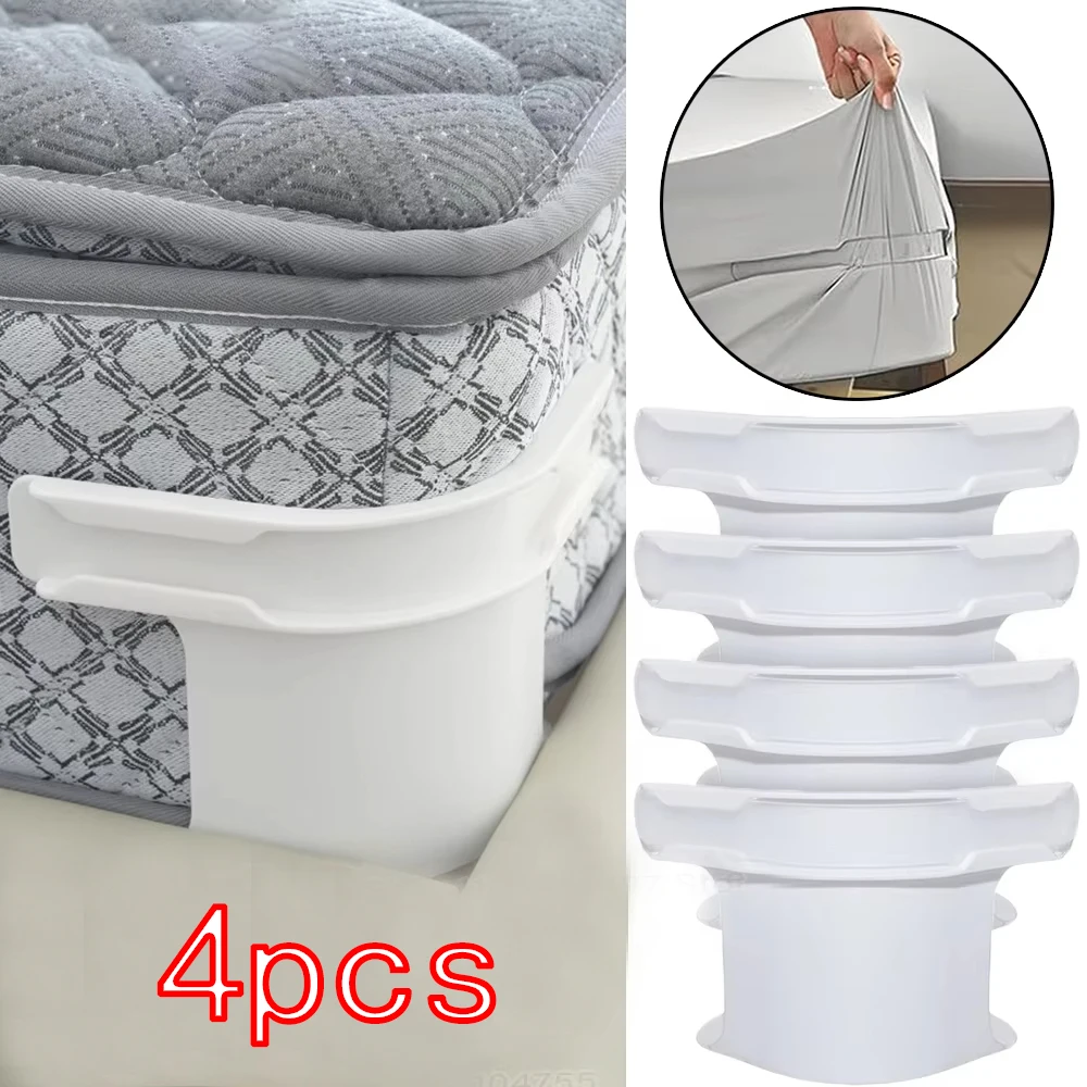 Universal Bedsheet Corner Tightener Clips Invisible Bedspread Secure Holder with Heavy-Duty Mattress Straps Sheets Slot Locks